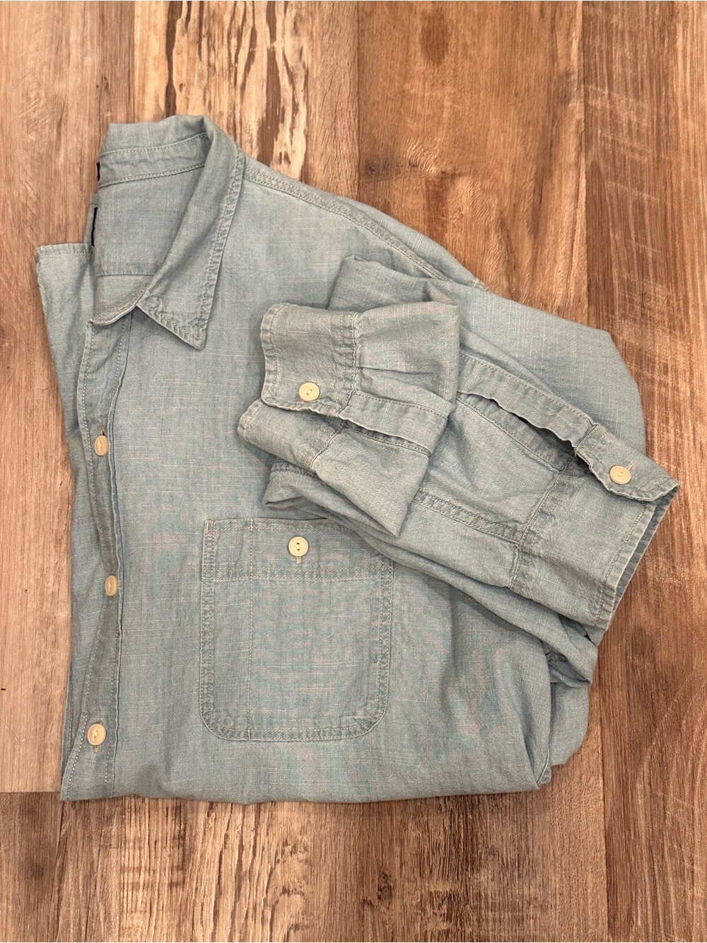 J. Crew Factory Chambray Classic Button Down Top Neutral Versatile Sz 2X - Picture 15 of 16